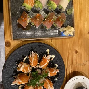 Salmon no rice roll.  Rainbow roll. Castle roll