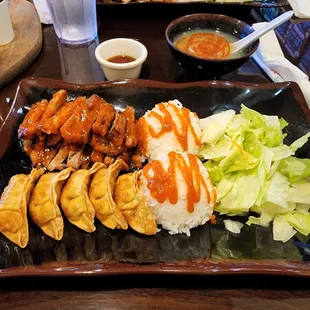 Chicken and Gyoza Combo with a Complimentary Egg Drop Soup