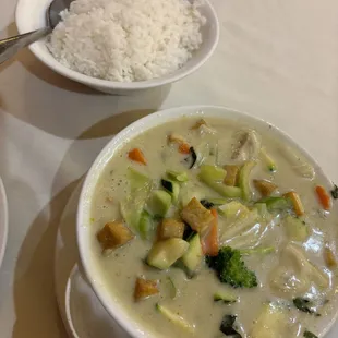 Green curry with tofu.