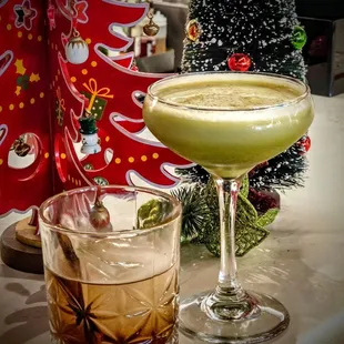 Smoked punkin old fashioned and Matcha Martini