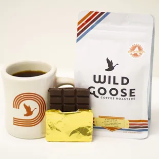 a cup of coffee and a bag of coffee