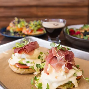 Prosciutto Benedict, served during Weekend Brunch