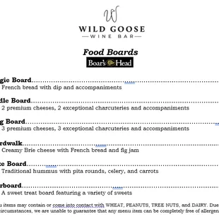 the menu