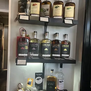 bottles of alcohol on shelves