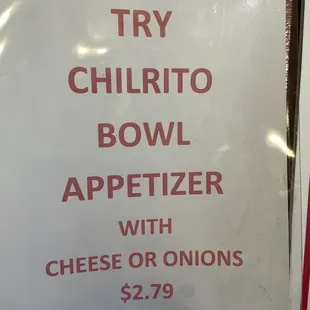 We didn&apos;t know what this was We We didn&apos;t order it after I googled it. Don&apos;t Google it . It&apos;s a frito pie. We will get it next time.