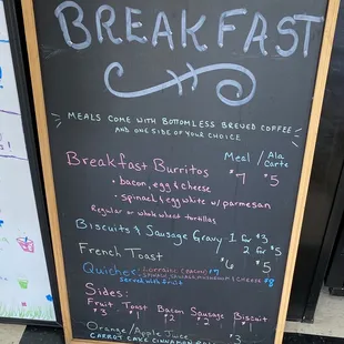 Breakfast Menu 9-2 Saturdays  They open at 11 on Weekdays