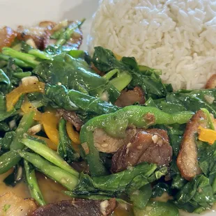 Pork belly with greens