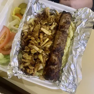 Chicken Shawarma and Kefta Kebab Plate