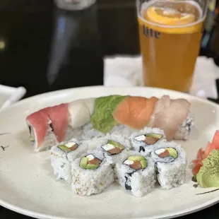 Rainbow and Philadelphia rolls. BoGo Sushi on Mondays.