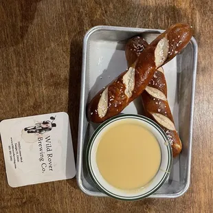 Soft Pretzel Sticks with beer cheese