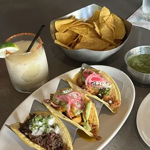 TACO TUESDAY SHENANIGANS 3$ tacos/ 5$ frozen margs all day!  1 Barbacoa taco  1 Mahi Mahi taco  1 Shrimp taco  1 House frozen margarita