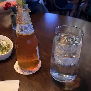 Drinks, chips, salsa and guacamole!!