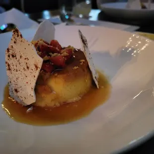 Flan. Amazing. The tortilla looking strips is actually meringue. Order. This. Dessert.