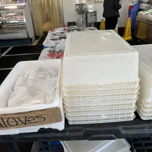 Get your gloves and container to put your seafood in.