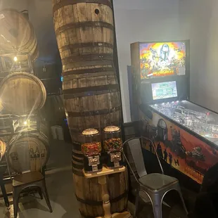 Pinball machine and candy dispensers