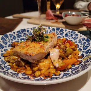 Mahi mahi w succotash