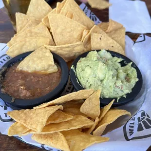 Chips salsa and guacamole.