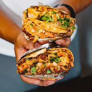 Our Mexican Burrito is stuffed with succulent marinated Halal meat or a veggie option and includes our Traditional Mexican toppings.