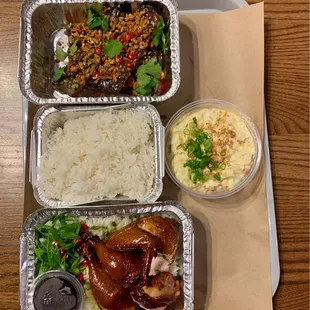 Sticky ribs and Cornish hen