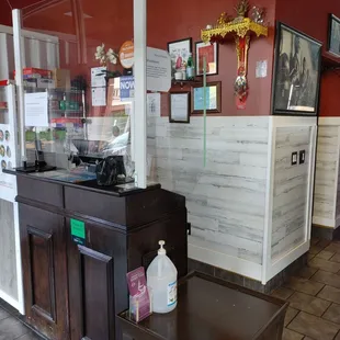 a counter with a blender