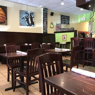 tables and chairs in a restaurant