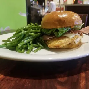 Chicken Prosciutto sandwich w/side of green beans