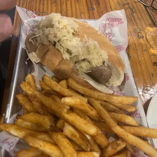 Beer brat with sauerkraut