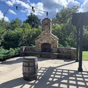 Wild Turkey outside fire place