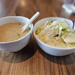 Miso soup and ginger salad