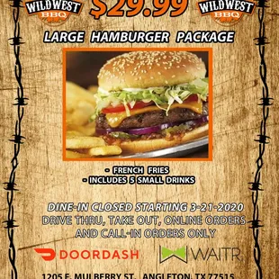 large hamburger package