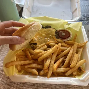 Cheeseburger and fries