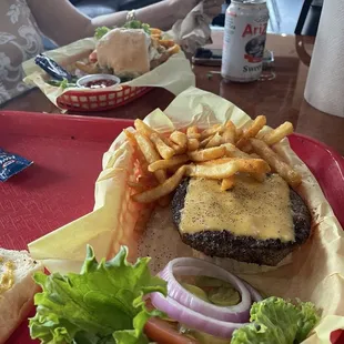 Burgers. One regular and one turkey.