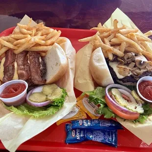 Mushroom Swiss meal and Bacon Cheeseburger meal