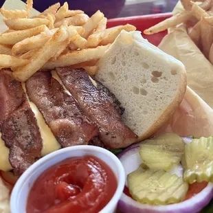 Bacon Cheeseburger- perfectly cooked thick cut bacon!