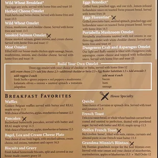 Breakfast menu