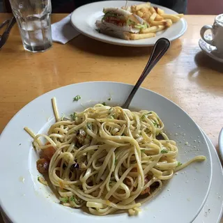 Grilled Eggplant, Smoked Butternut Squash and Tomato Linguine