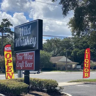 a sign for the wine and craft beer