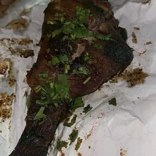 Turkey leg with cilantro for garnish