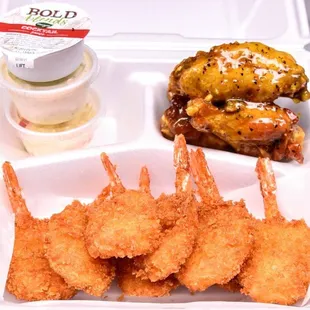 butterfly shrimp combo with lemon pepper wet wings