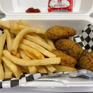 Lemon Pepper boneless and fries.