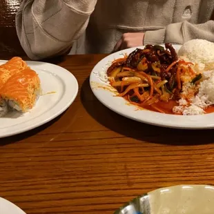 Beef Szechuan and Carolina Roll