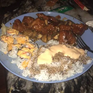 Spicy orange chicken with the fantasy roll