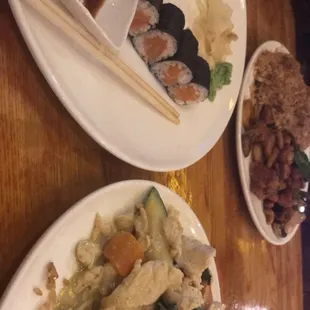 two plates of food on a table