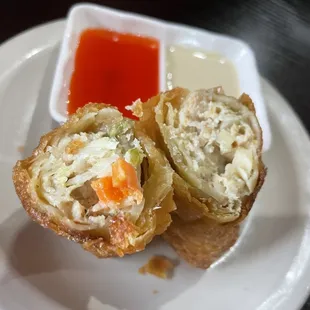 Inside of chicken egg roll