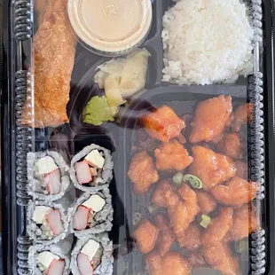 To go bento box scallion chicken