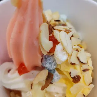 a close up of a bowl of food