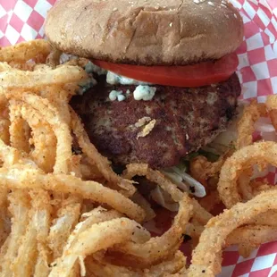 The Cajun Turkey Burger with Fried Onion Strings. (7-18-2013)