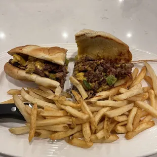 This was my Philly cheesesteak and fries