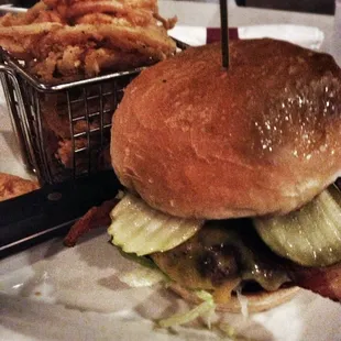 Classic Bacon Cheeseburger on Brioche bun.