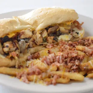 Chicken philly with bacon cheddar French fries